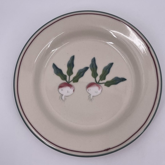 Hartstone Farmers Market Salad Plates Radish Yellow Peppers Green Onion Set of 3 - Picture 3 of 6